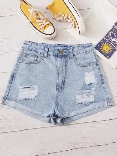 Short para dama color celeste