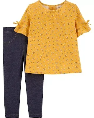 Conjunto Carter's para niña color amarillo y azul