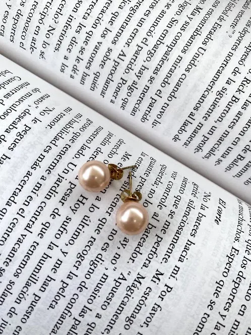 Par de aretes de acero inoxidable para dama color dorado y rosado