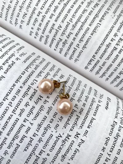 Par de aretes de acero inoxidable para dama color dorado y rosado