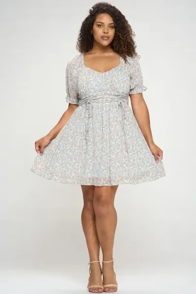 Vestido para dama color celeste con estampado floral
