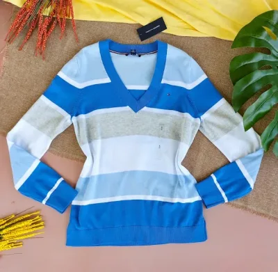 Suéter Tommy Hilfiger para dama color azul, turquesa y blanco
