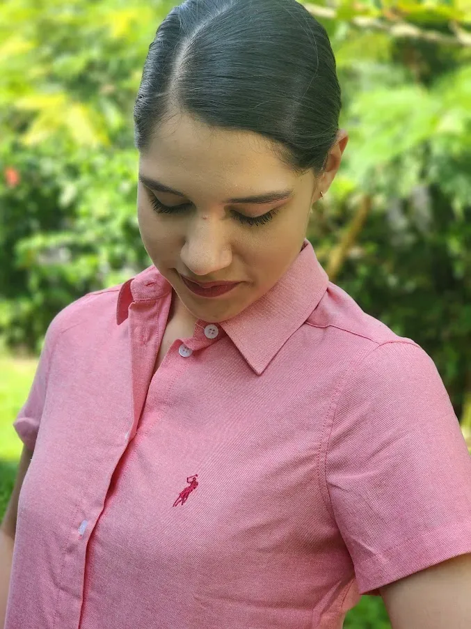 Camisa  Cambrige Polo para dama color coral