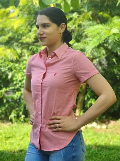 Camisa  Cambrige Polo para dama color coral