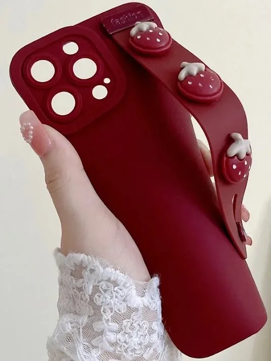 Funda para celular con diseño de fresas