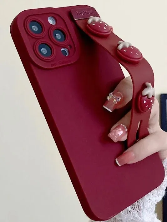 Funda para celular con diseño de fresas