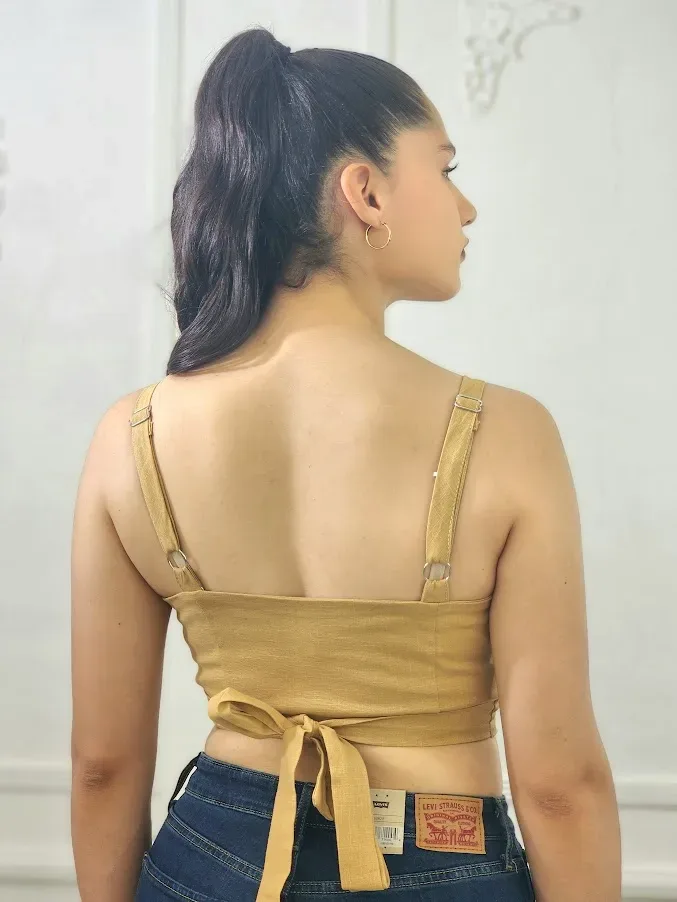 Crop Top para dama color beige oscuro
