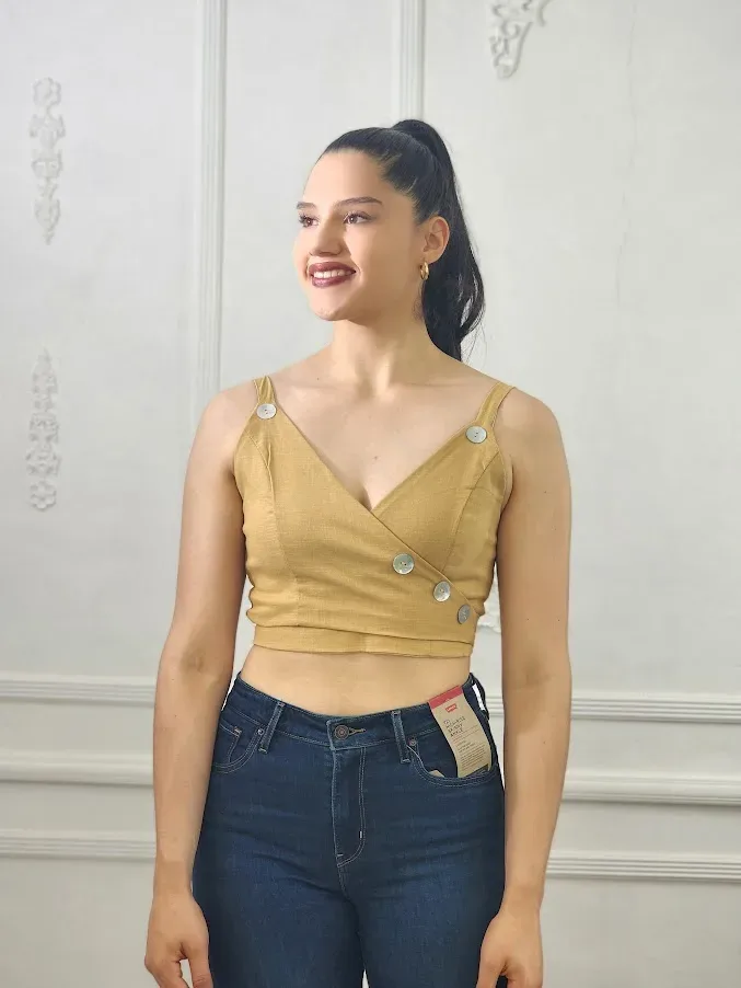 Crop Top para dama color beige oscuro