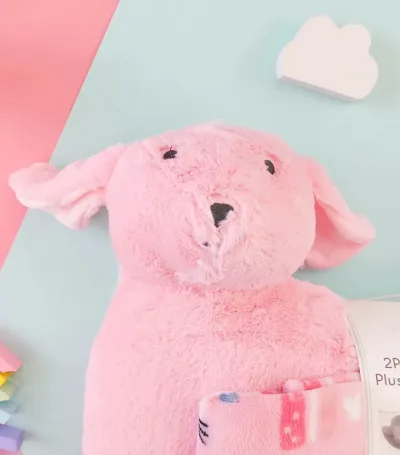 Conjunto de almohada y cobija con diseño de conejo