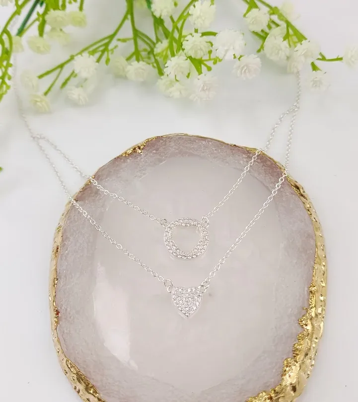 Collar para dama plata 925 , diseño de corazón