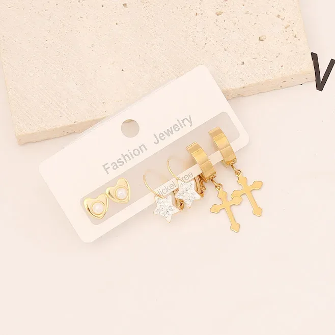 Set de aretes de acero inoxidable