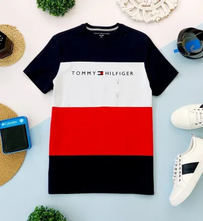 Camiseta Tommy Hilfiger para caballero color blanco, azul y rojo