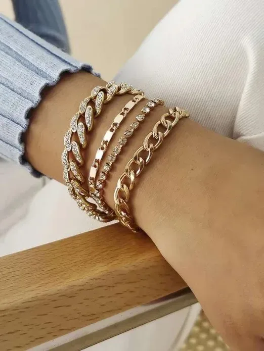 Set pulseras para dama color dorado