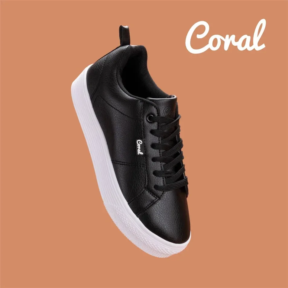 Tenis Coral para dama REMI BLACK PU color negro