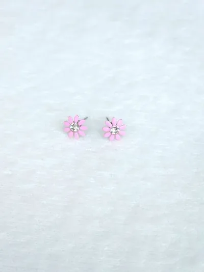 Par de aretes para dama diseño de flor rosada