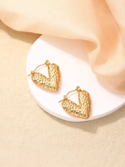 Argollas acero inoxidable con diseño de corazón #COLOR DORADO