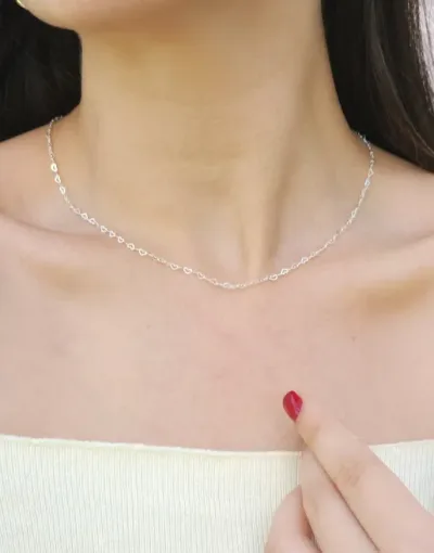 Collar plata 925 para dama con diseño de corazón color plateado #3