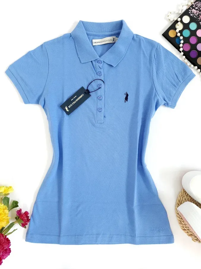 Camiseta Polo Cambrige Club para dama color celeste oscuro