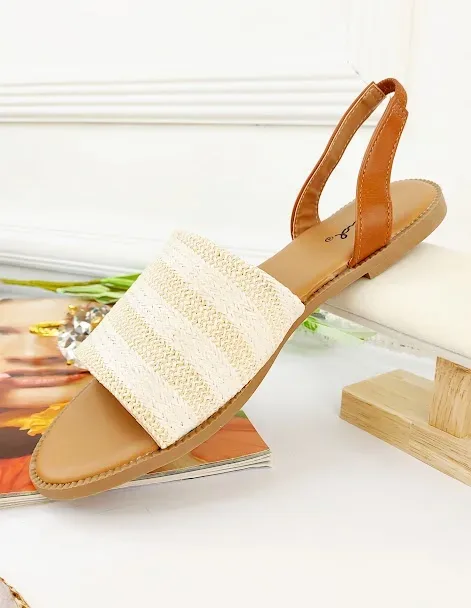 Sandalias para dama color camel y beige