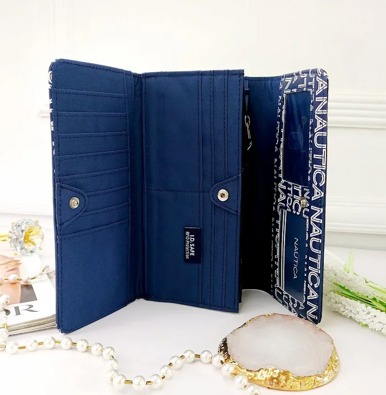 Cartera Naútica para dama color azul y blanco