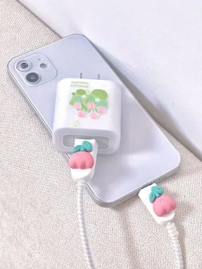 Funda protectora para cargador diseño de tulipanes
