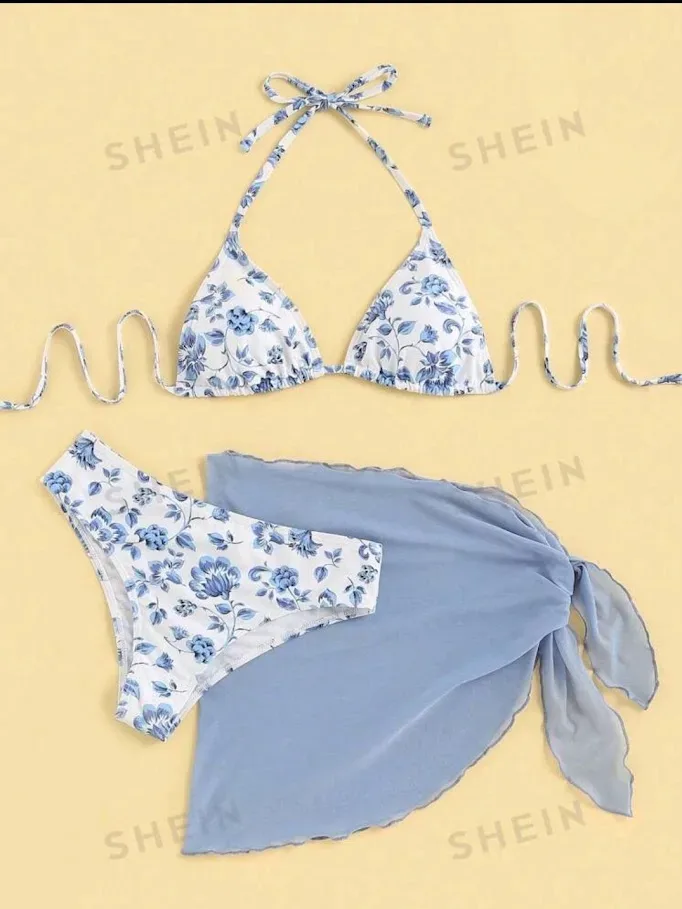 Vestido de baño con diseño floral para dama