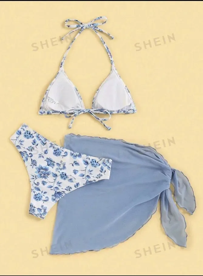 Vestido de baño con diseño floral para dama