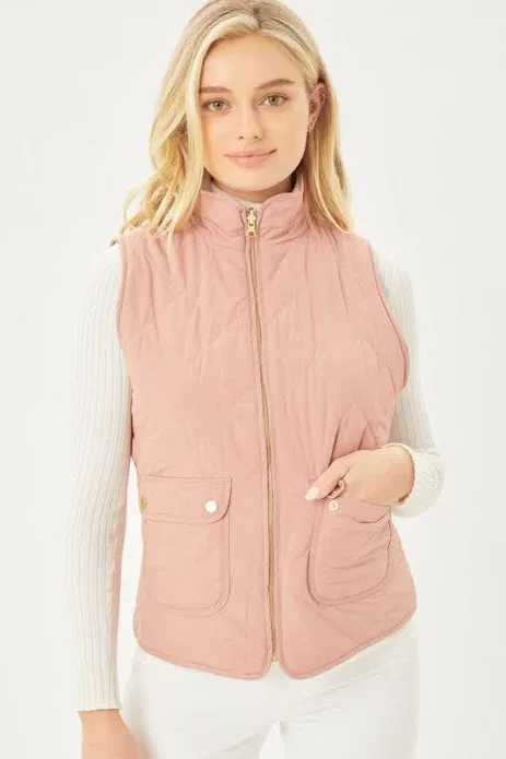 Chaleco reversible para dama color rosa y beige