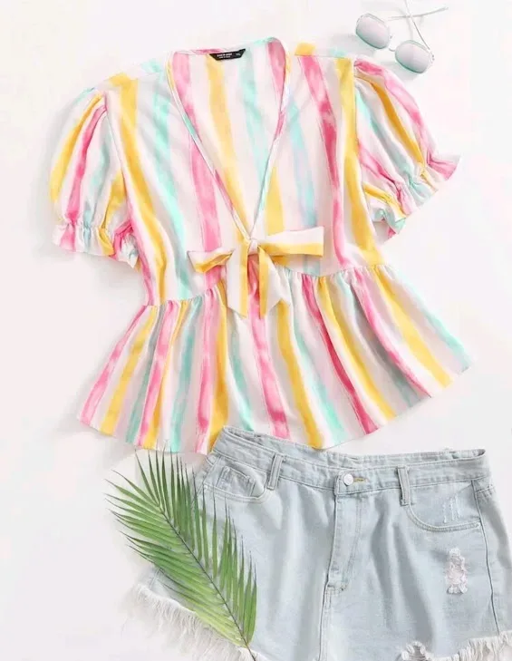 Blusa para dama diseño a rayas multicolor
