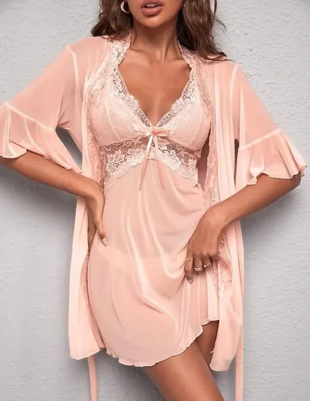 Conjunto de Baby doll  y bata