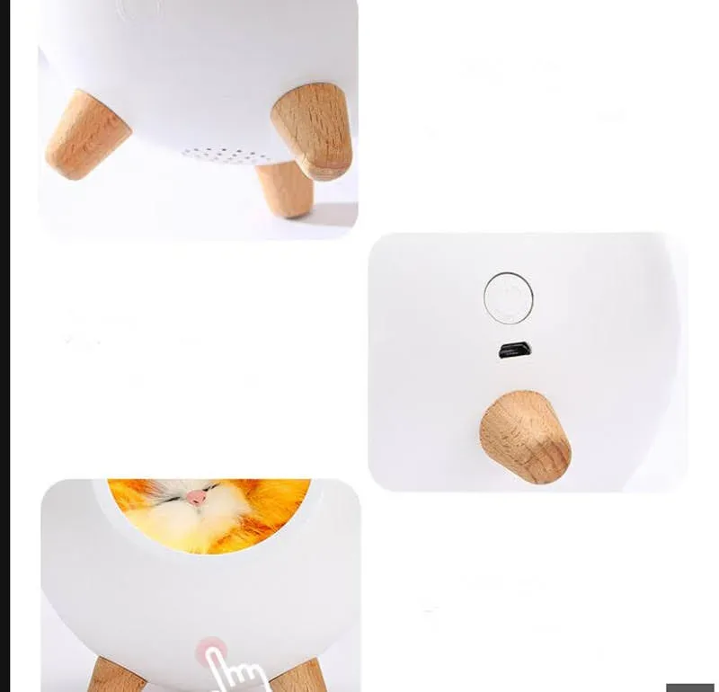 Lámpara de color blanco en forma de casa para gato