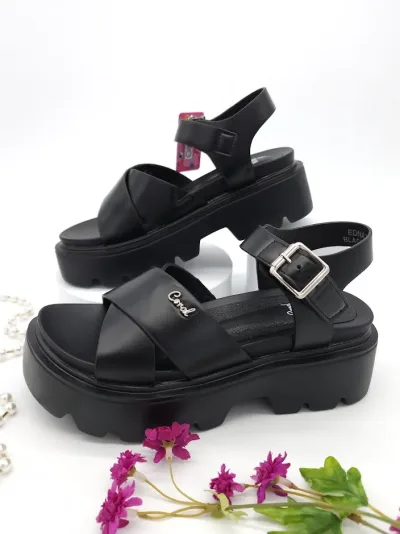 Sandalias Coral para dama Edna 4 Black Pu