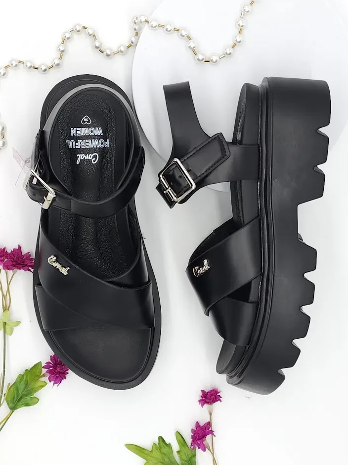 Sandalias Coral para dama Edna 4 Black Pu