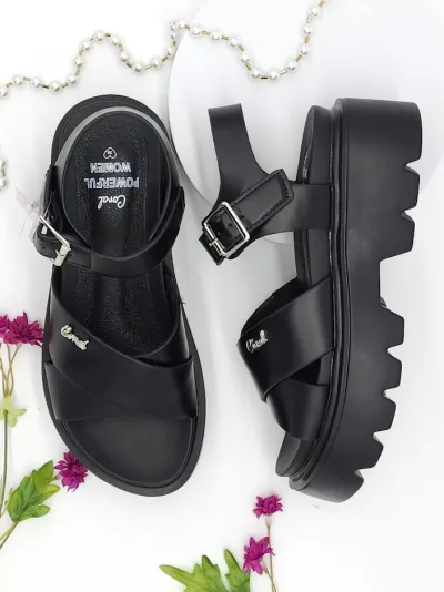 Sandalias Coral para dama Edna 4 Black Pu
