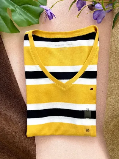 Camiseta Tommy Hilfiger para dama rayas azul y blanco