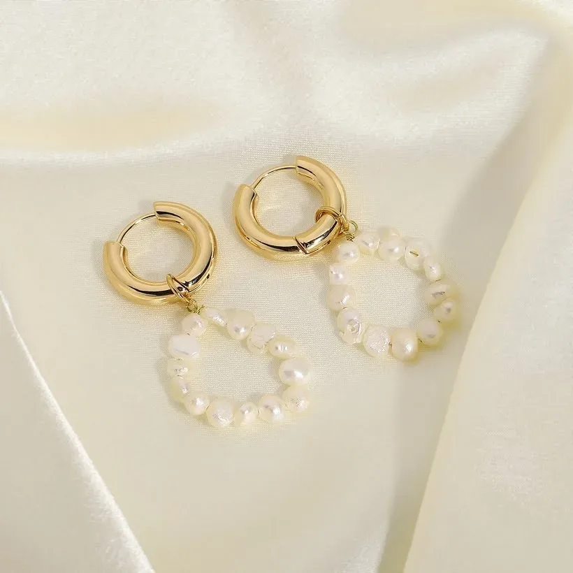 Par de argollas de acero inoxidable para dama color dorado y blanco