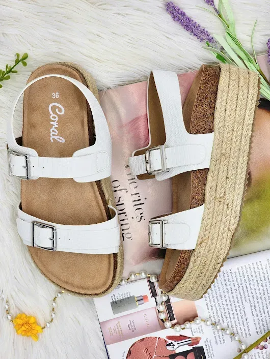 Sandalias Coral para dama color blanco DASSIA WHITE TEX