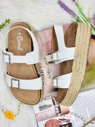 Sandalias Coral para dama color blanco DASSIA WHITE TEX