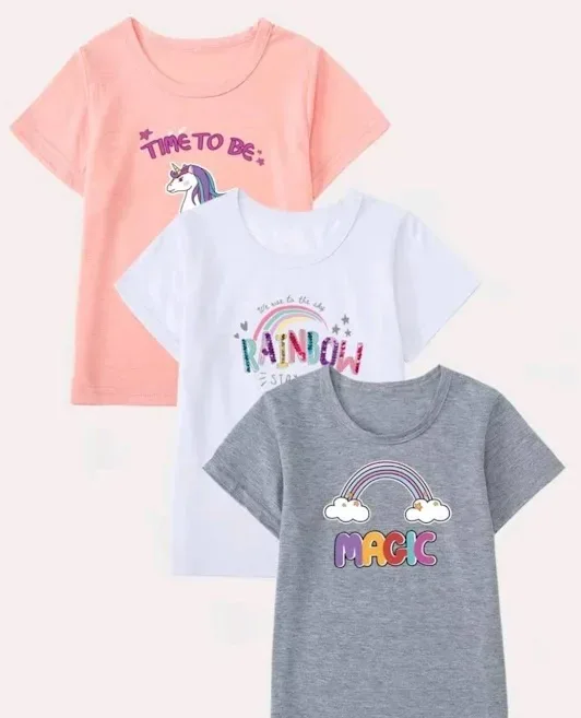 Set de 3 camisetas para niña diseños diferentes