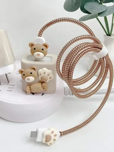 Protector para cable con diseño de oso