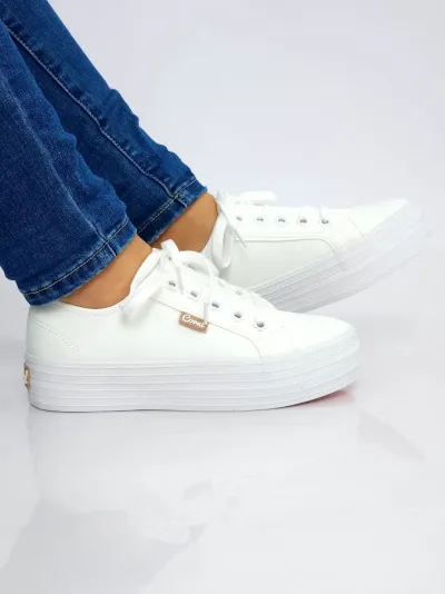 Tenis Coral para dama color blanco Lara All White Pu