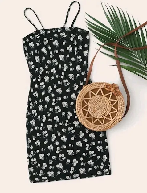 Vestido para dama color negro con estampado floral
