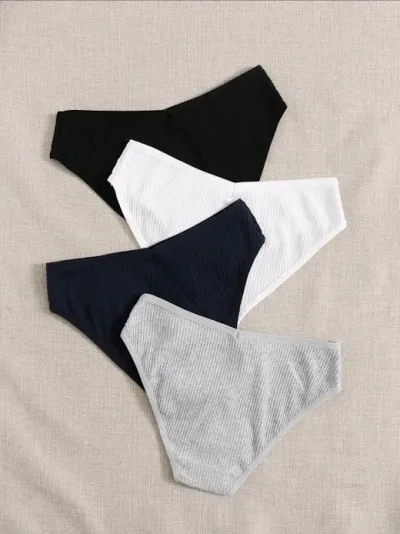 Set de bragas para dama color negro, azul y balnco.