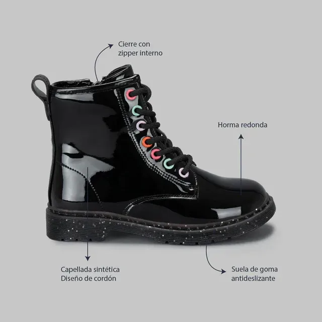 Botines Coral Delila Black para niña