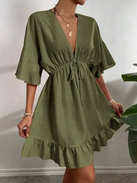 Vestido para dama color verde musgo