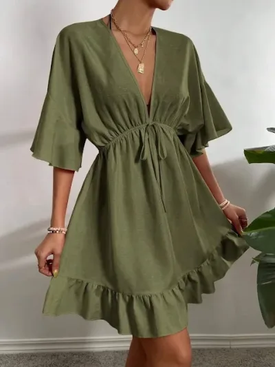 Vestido para dama color verde musgo