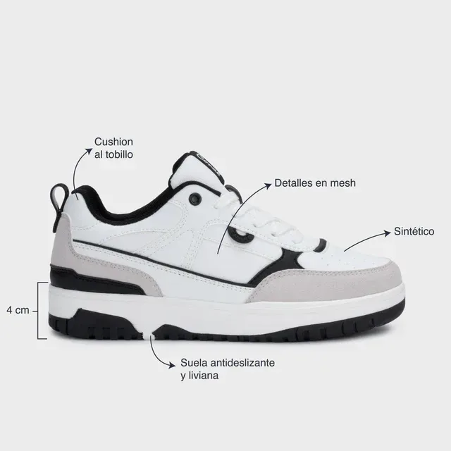 Tenis Coral Massimo Black White para dama