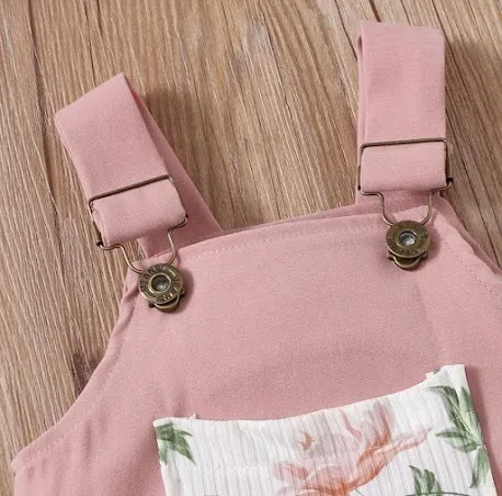 Conjunto de mameluco con vestido para niña color rosa