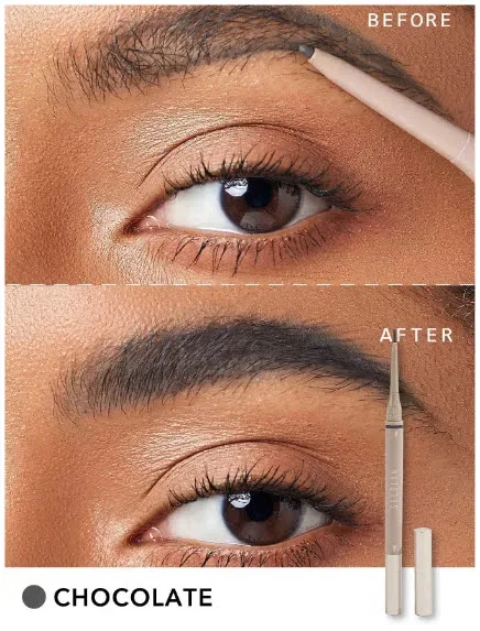 Lapiz de cejas de larga duración 2 en 1, Tono Chocolate, Marca SheGlam.