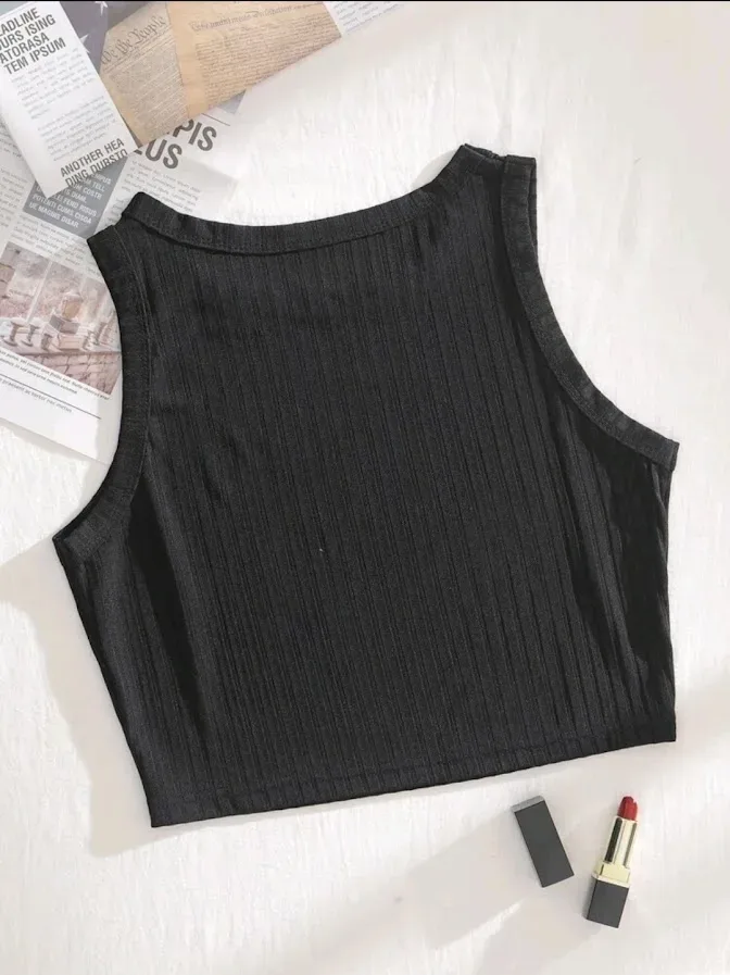 Crop Top liso negro